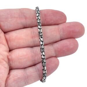 Vintage Sterling Silver 925 Textured Chain Bracelet 7.5"